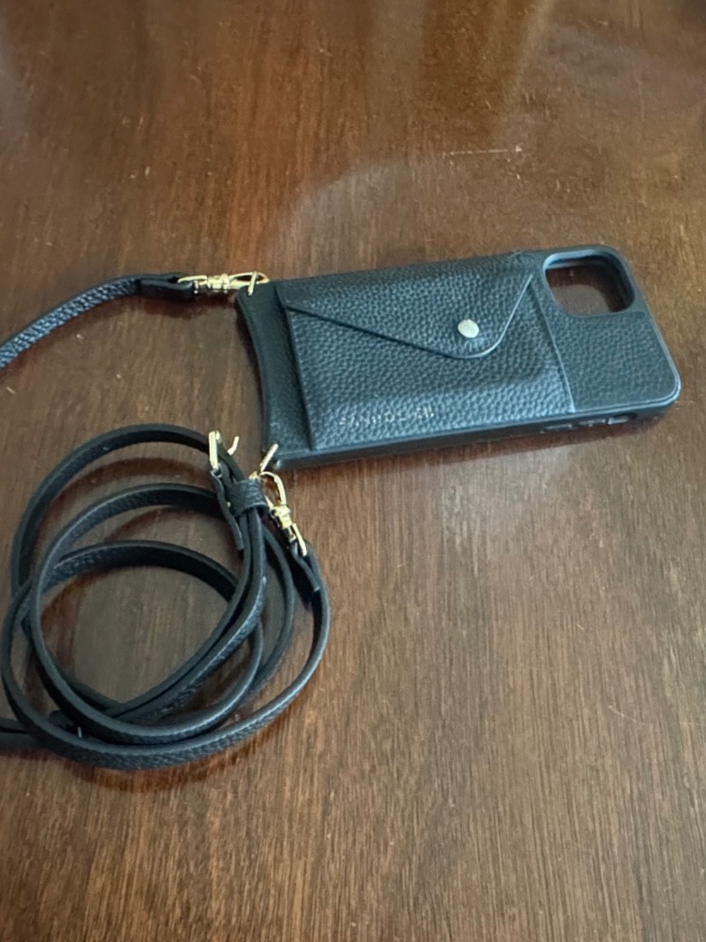 Bandolier Black Pebbled Leather iPhone Case with XLNT Strap
